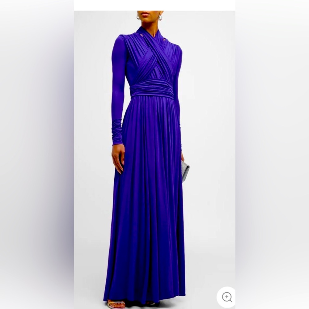 Brand new. With tag. Long Sleeve Crossover Bodice Gown Violet